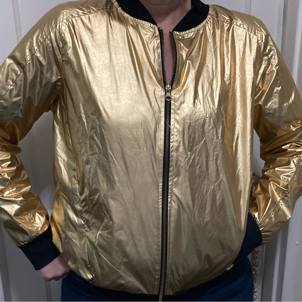 Xersion large gold bomber jacket